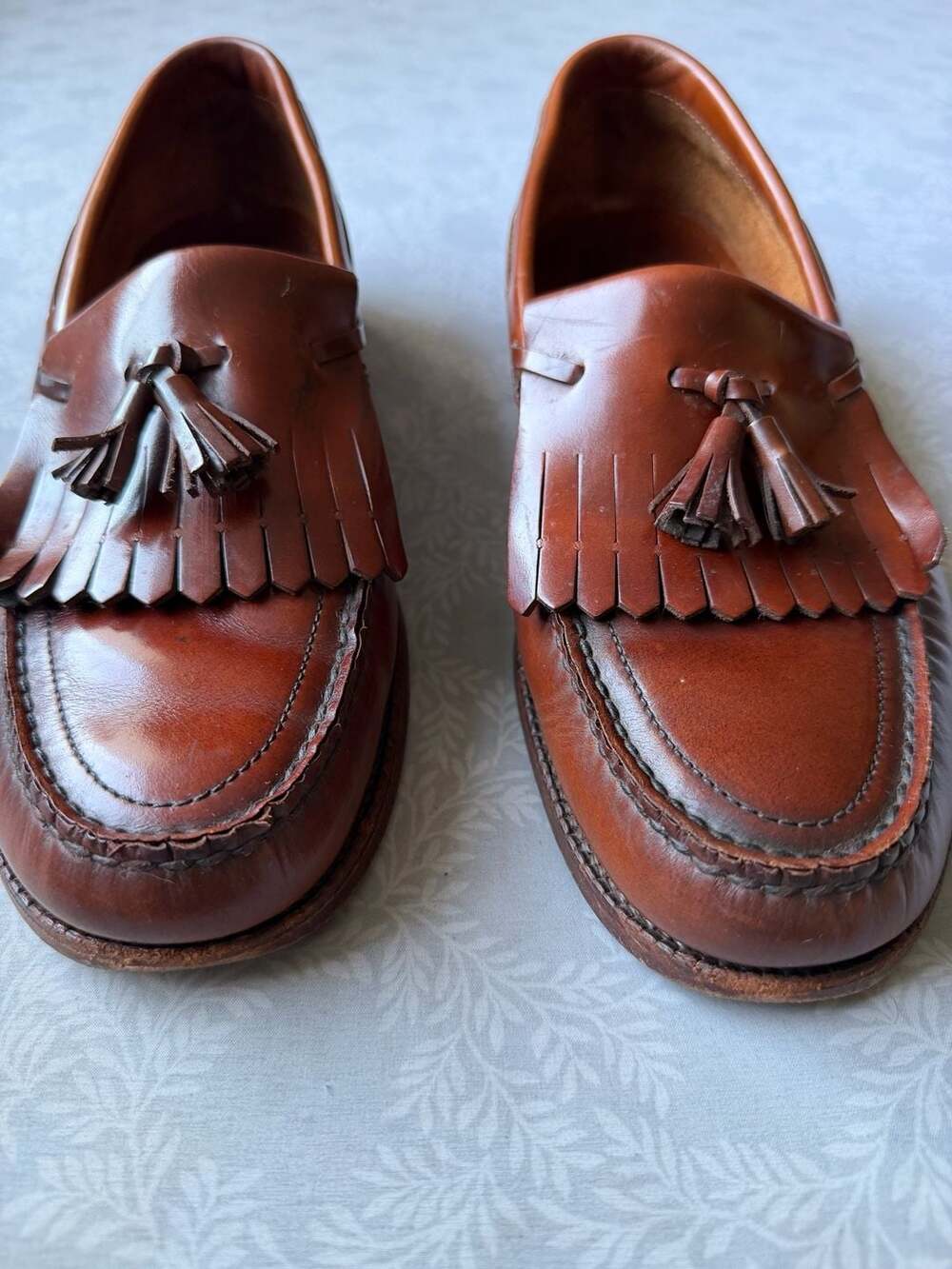 SAS Genuine Leather Handsewn Kiltie Tassel Loafers Mens Brown Made in USA